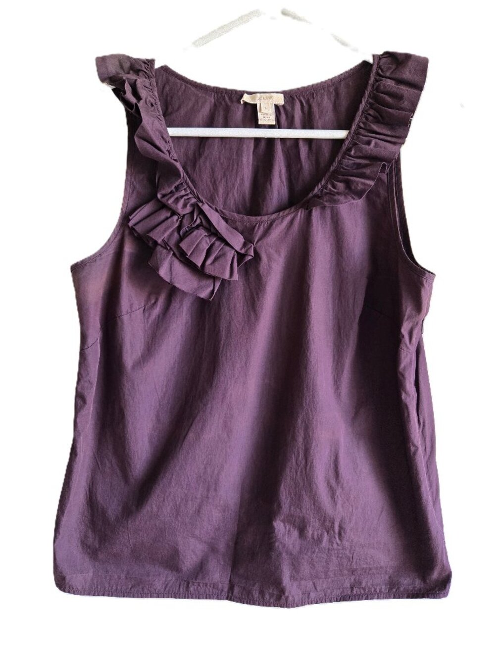 BANANA REPUBLIC Ruffle Front Trim Feminine Plum Purple Beige Tank Top Women's 6